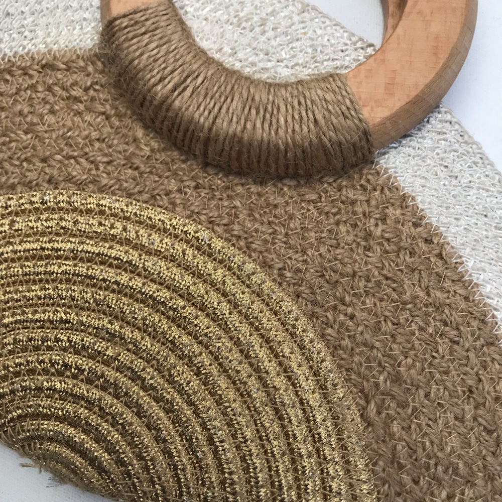 Natural Boho Crossbody Half Moon Taco Shaped Bag Summer Fun Bag - Picture 11 of 14